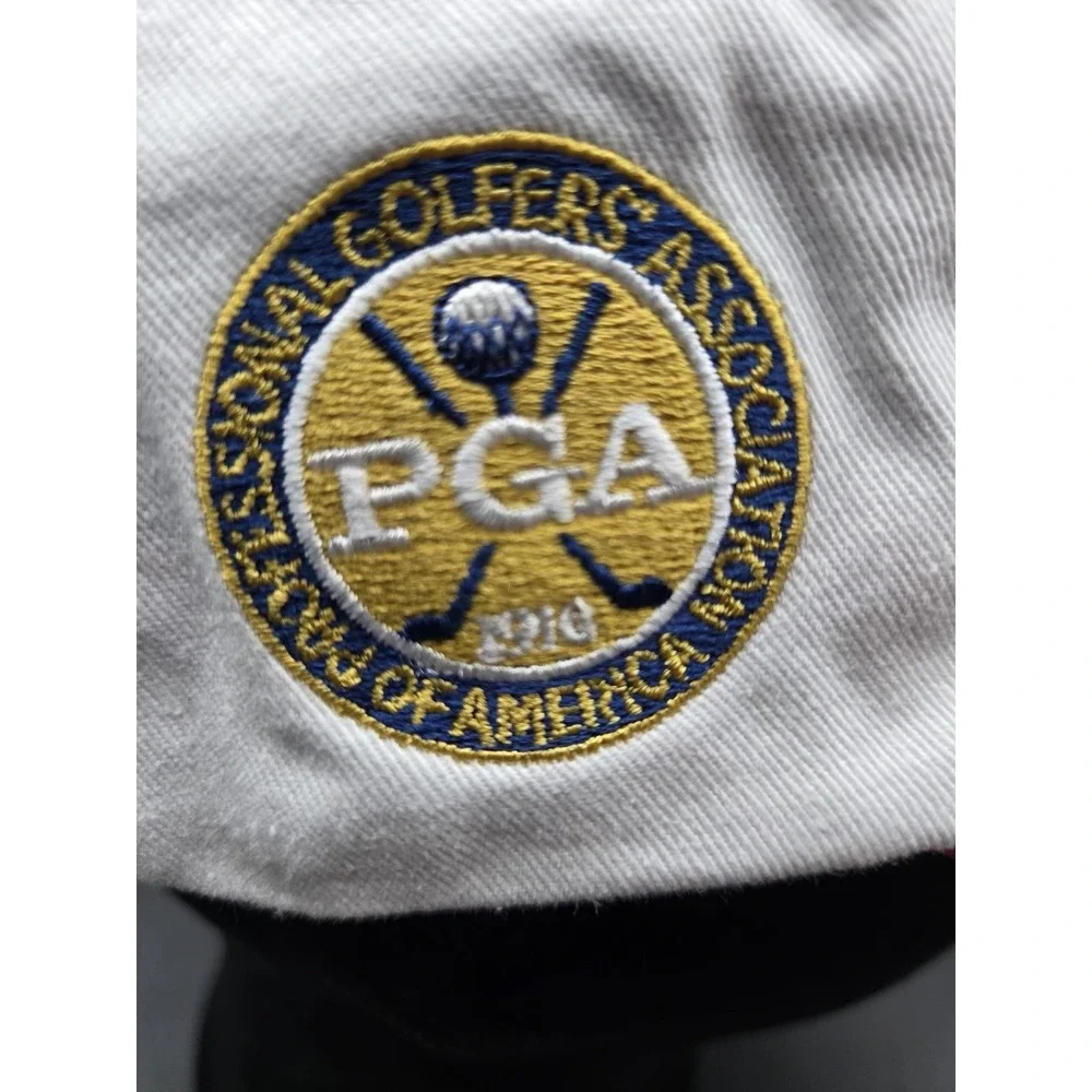 US Kids Golf White Red Embroidered Adjustable Baseball Cap Youth L/XL PGA Logo